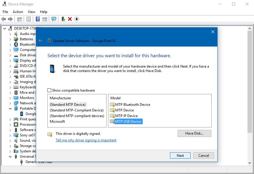 mtp driver for win 10 64 bit
